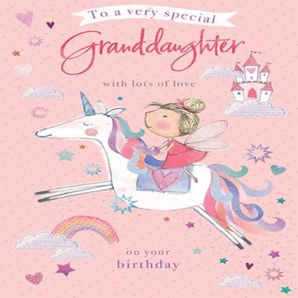 Words 'n' Wishes Traditional Granddaughter Birthday Card, Birthday Card Granddaughter, Multi-Coloured 20.3 x 13.9 cms