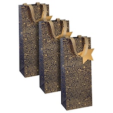 Hallmark Pack Of 3 Bottle Bags - Stars And Celebrate Design