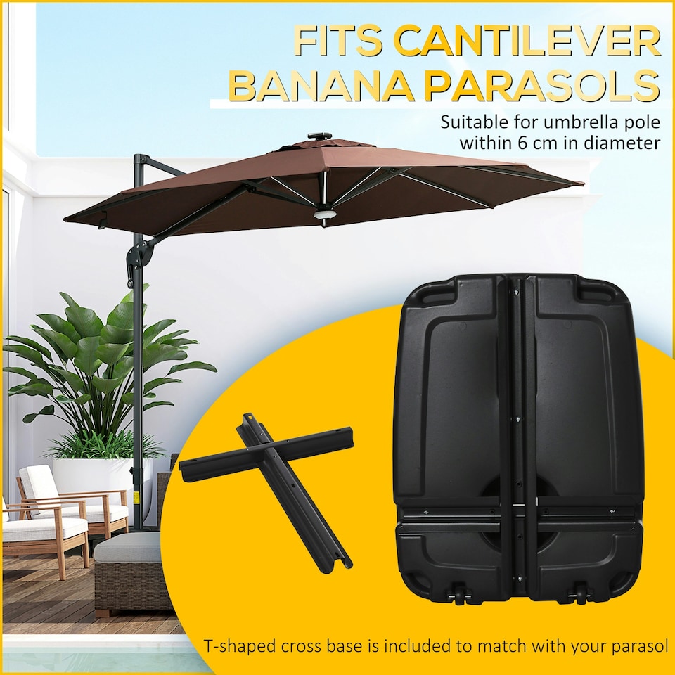 image 1 of Outsunny 7.5kg Parasol Base w/ Wheels Water and Sand, Up to 100kg Black