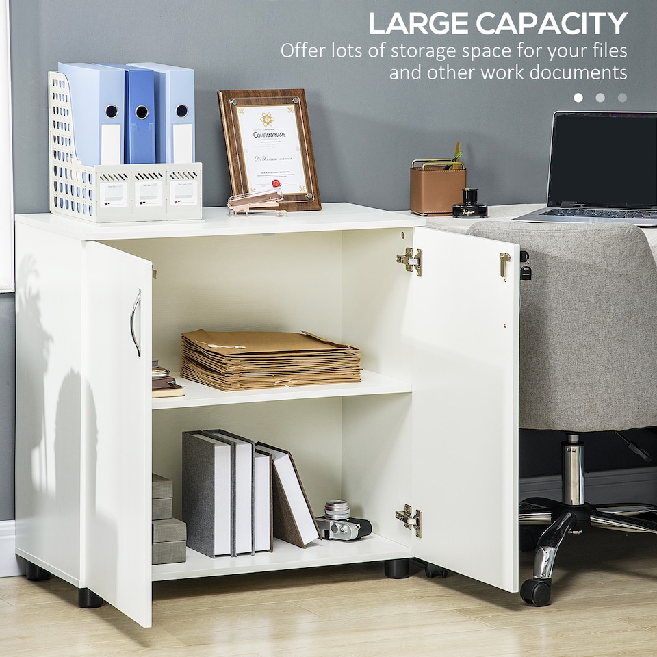 image 1 of Vinsetto 2-Tier Locking Filing Cabinet Office Storage Cabinet, White