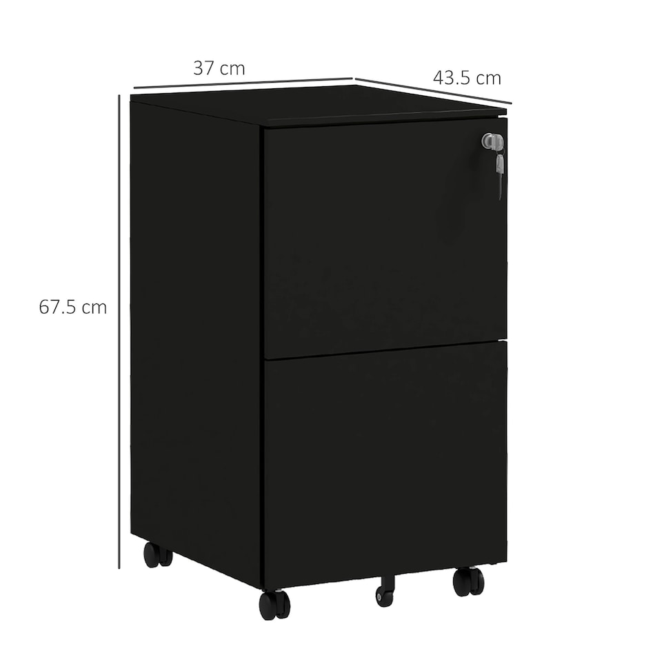 image 1 of Vinsetto Steel File Cabinet with Hanging Bar for Letter A4 Legal Size Black