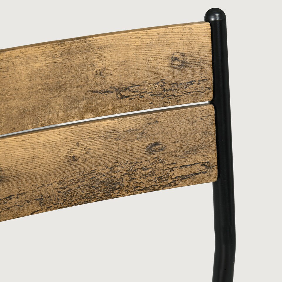 image 1 of HOMCOM 3 Pieces Compact Dining Table 2 Chairs Set Wooden Metal Legs Bistro Cafe Kitchen Breakfast Bar Home Furniture, Rustic Brown | Brown