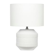White Geo Textured Ceramic Table Lamp