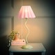 image 3 of ValueLights Wiggle Lilac Pleated Scallop Shade Moss Green Metal Table Lamp and Bulb