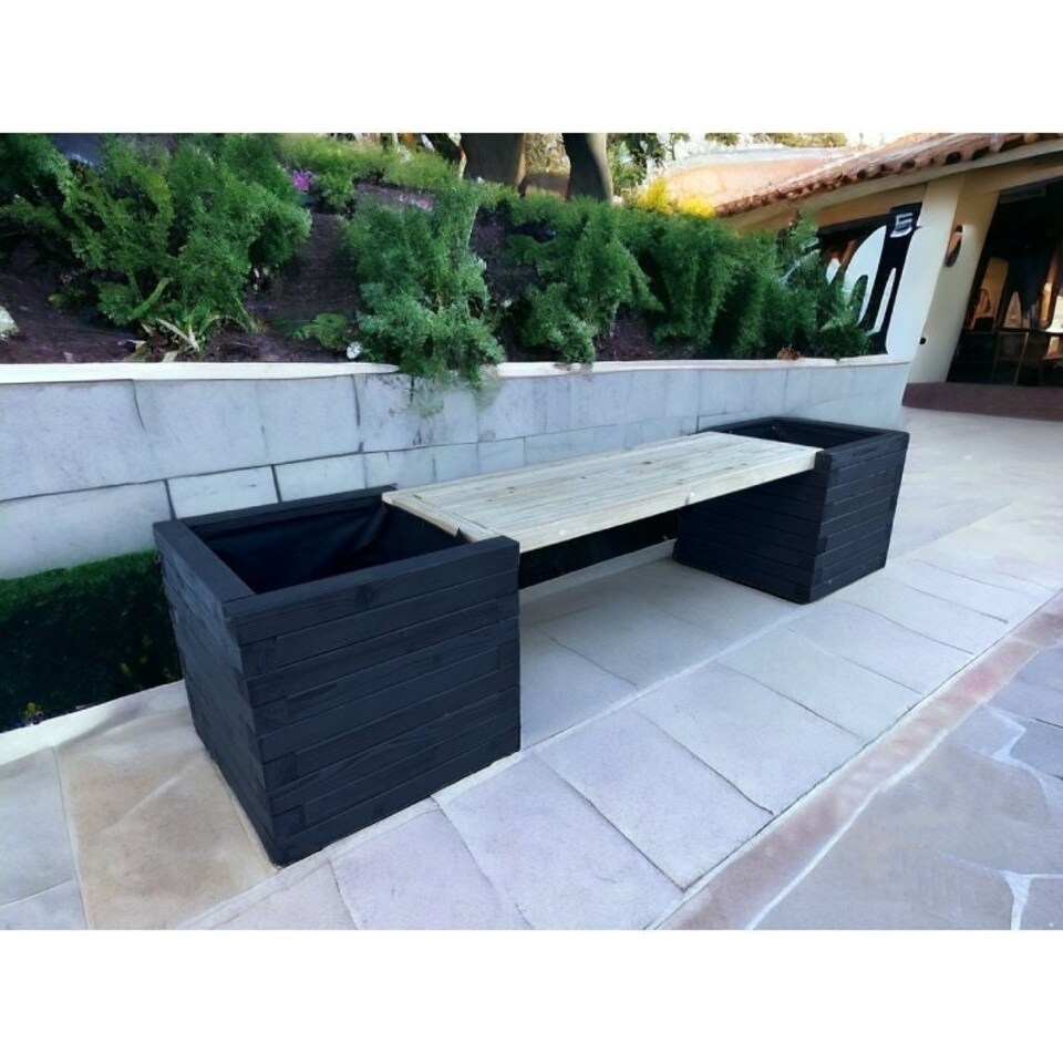 image 1 of Somerset Double Planter Bench (Painted Planter Bench - Choice of Colours Available) - Pressure Treated Wood - L180 x W40 x H40 cm | Multi