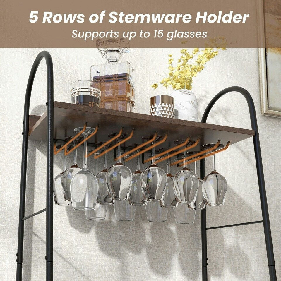 image 1 of COSTWAY Industrial Detachable Wine Bar Storage Wine Bar