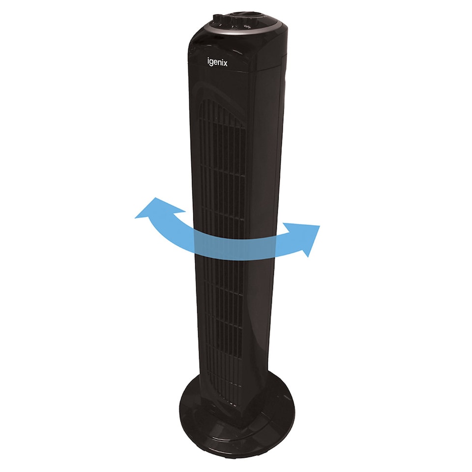 image 1 of Igenix DF0030BL Tower Fan, Oscillating, 2 Hour Timer, 30 Inch, Black