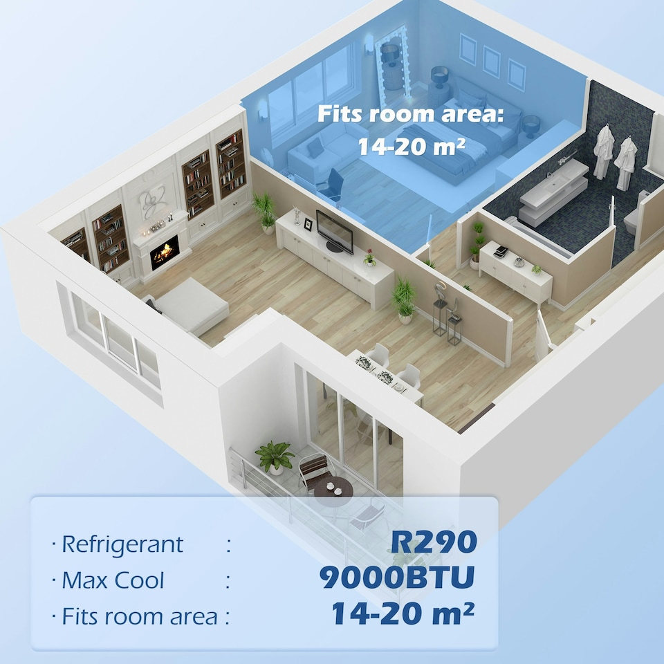 image 1 of HOMCOM 9000 BTU Portable Air Conditioner Unit with WiFi Smart App, 20m²