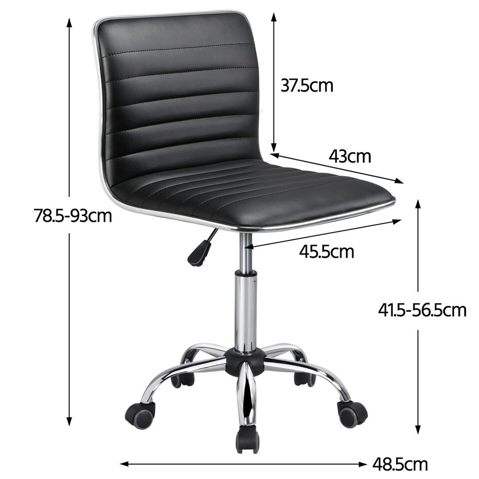 image 1 of Yaheetech PU Leather Low Back Armless Desk Chair | Black