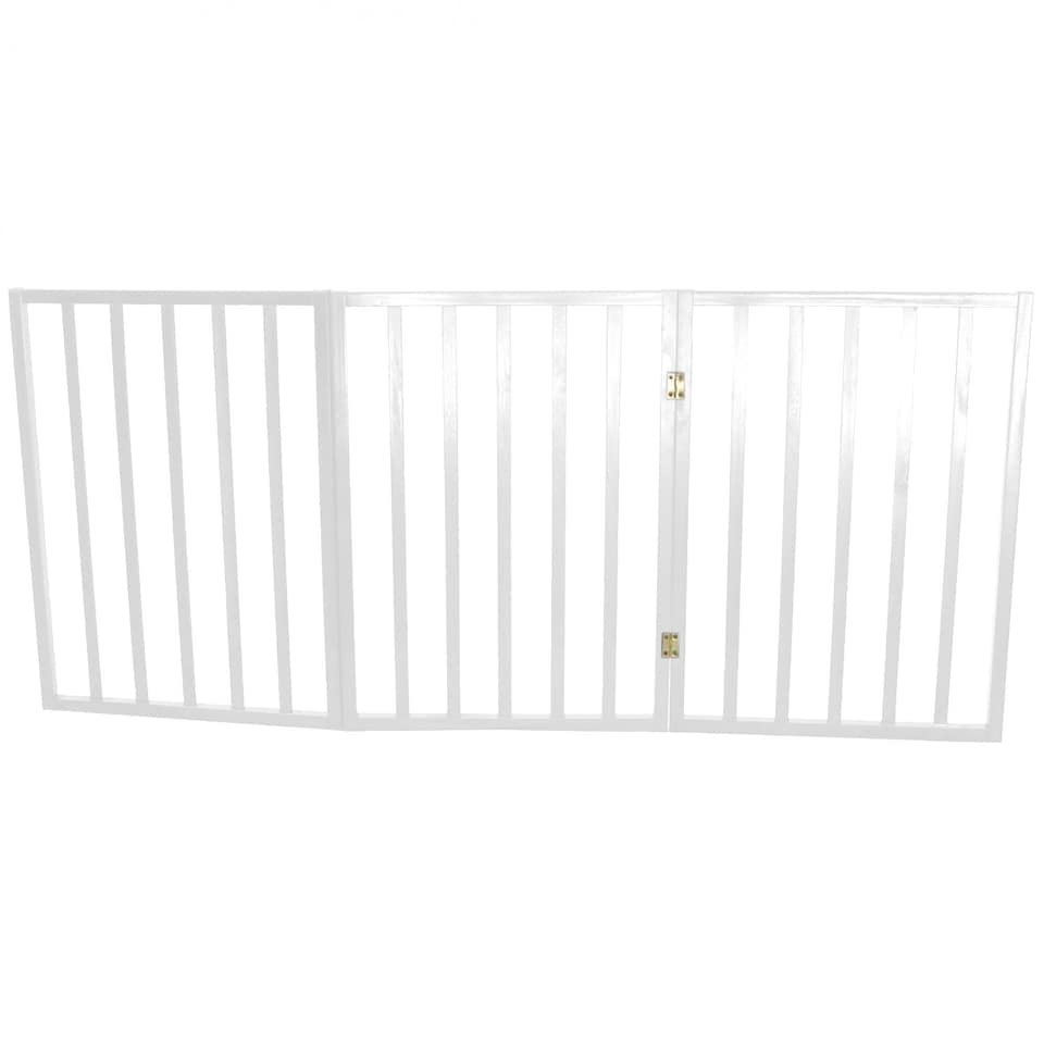image 1 of Oypla White Dog Safety Folding Wooden Pet Gate Portable Indoor Barrier