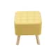 image 1 of Living and Home Linen Fabric Padded Footstool with Wooden Legs - Yellow