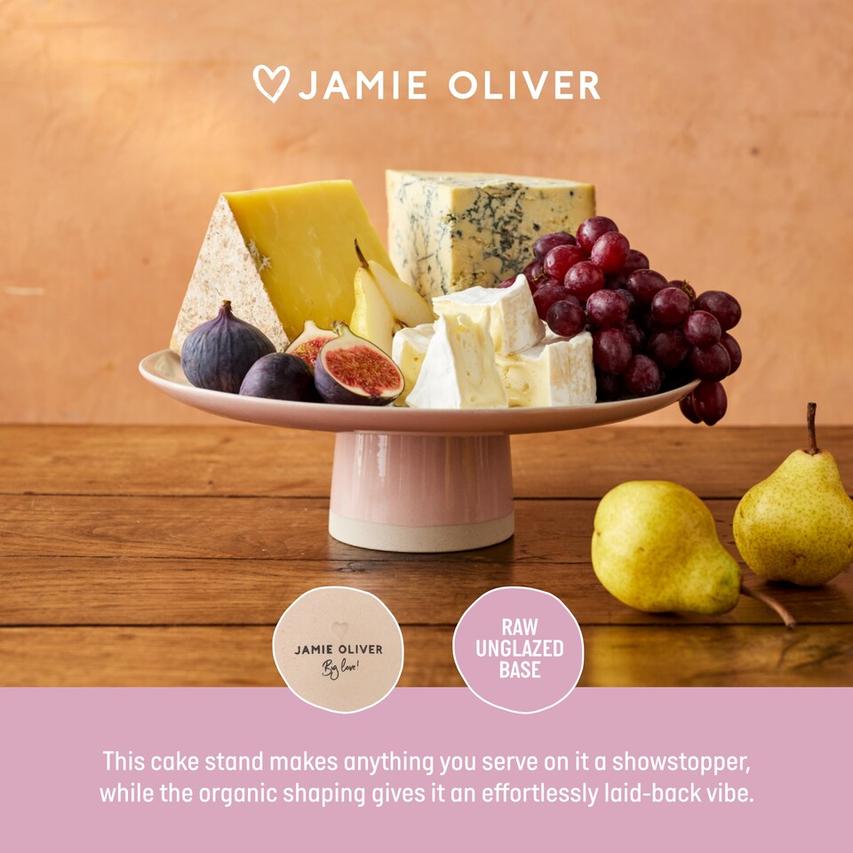 image 1 of Jamie Oliver Big Love White and Pink Stoneware Cake Stand | Pink | Pink
