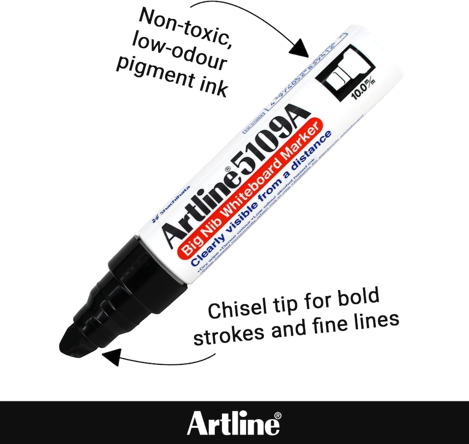 image 1 of Artline Big Nib Whiteboard Pens Chisel Nib Assorted 4 Pack