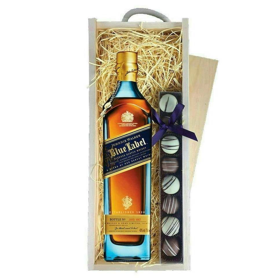 image 1 of Johnnie Walker Blue Label Whisky & Truffles, Wooden Box 70cl 40% abv
