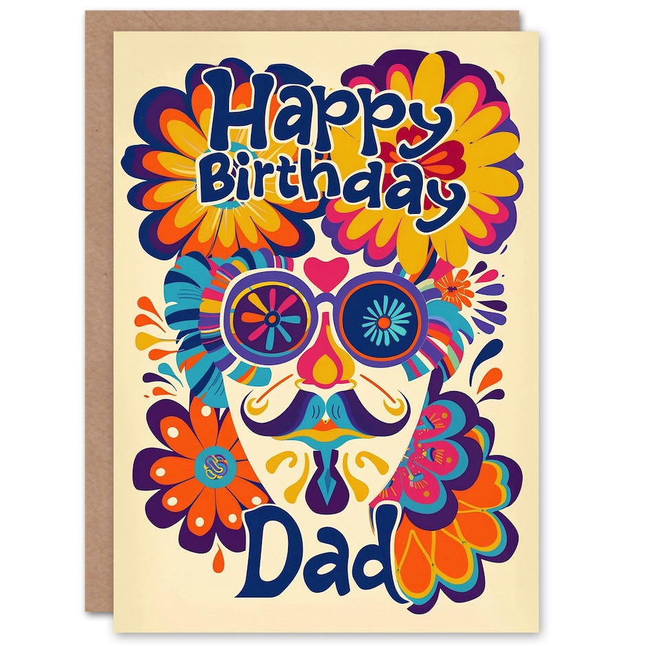 image 1 of Trippy Flower Power Sunglasses Colourful Father Dad Birthday Card