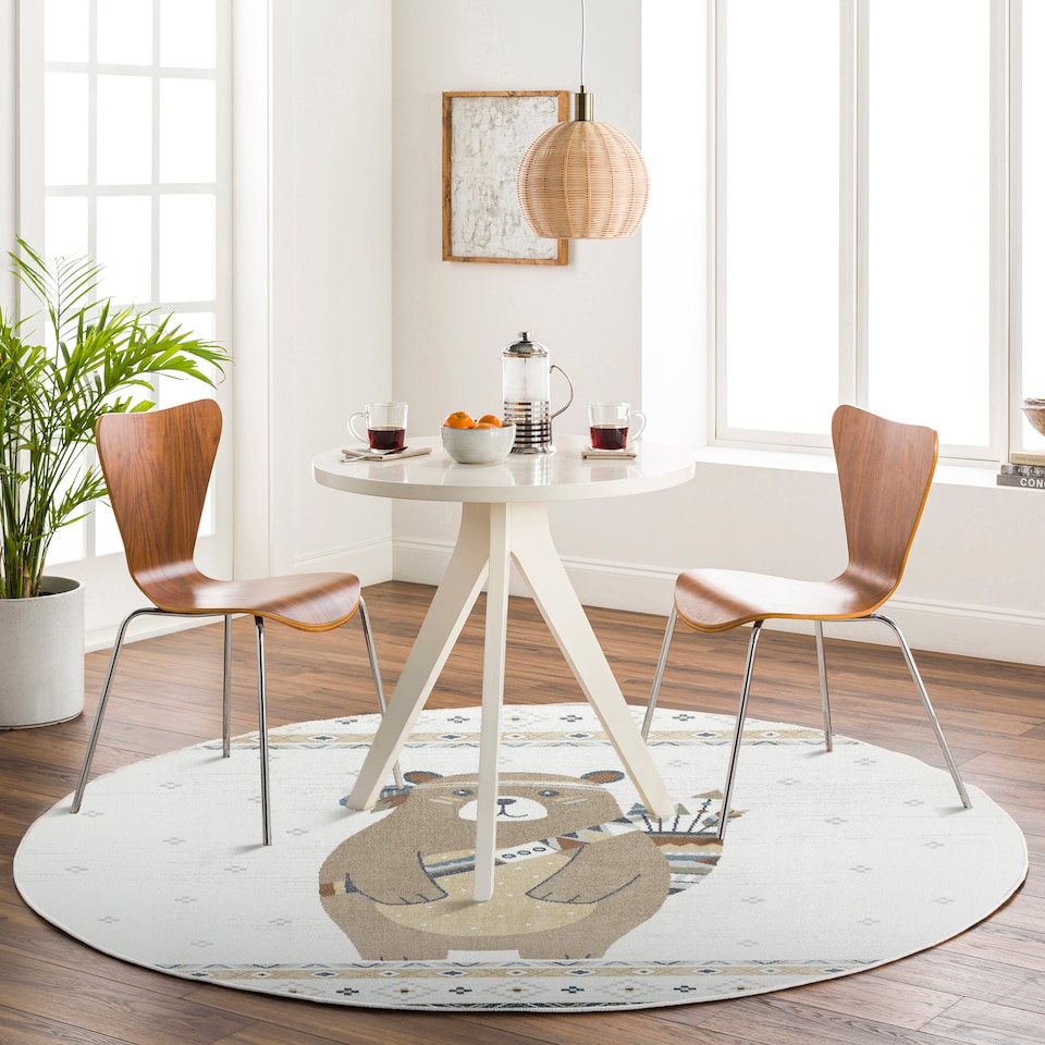 image 1 of LIVABLISS Lillian-Kids Washable Round Rug Ø160 cm | Beige Brown Blue Orange
