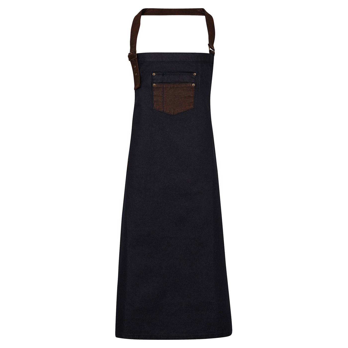 Premier Division Bibbed Apron Brown Indigo Denim/Brown Denim One Size 1