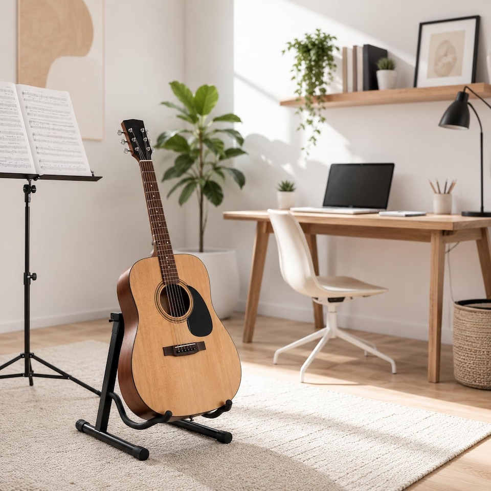 image 1 of Keplin Foldable A Frame Guitar Stand for Acoustic Electric and Bass, 1 or 2 Pack