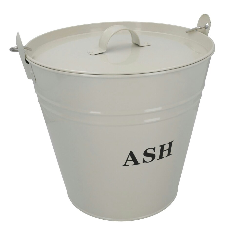 image 1 of Cream Coal Bucket With Lid, 5" Shovel & Gloves Metal Ash Tidy Bin Log Burner