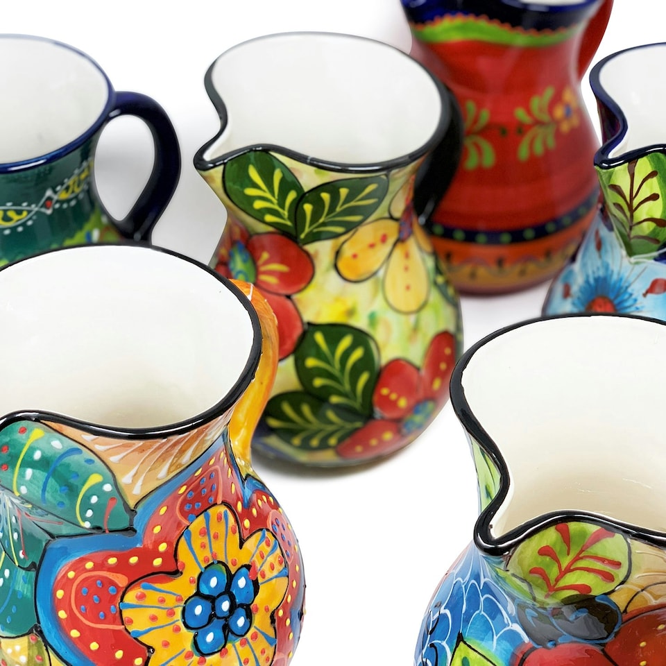 image 1 of Verano Spanish Ceramics Classic Spanish Large Jug - 2L Red/Yellow Flower