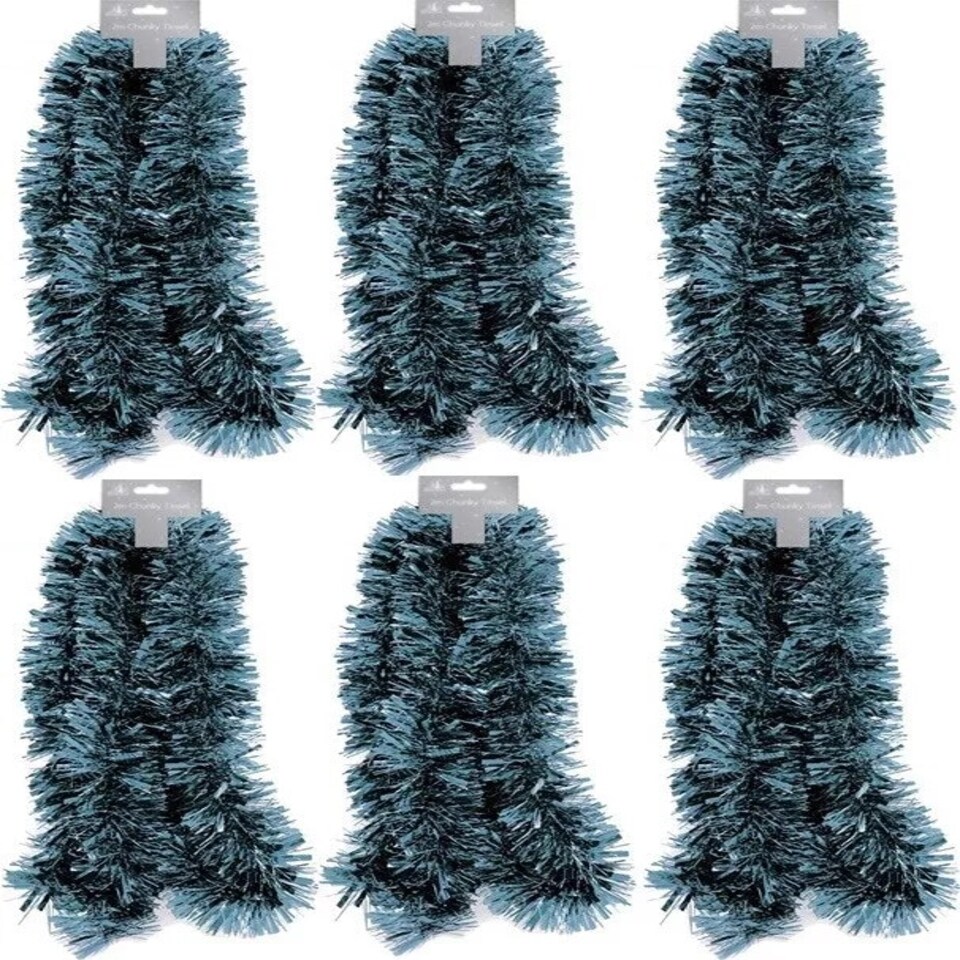 image 1 of 6 x 2 Metres Pack Light Blue Chunky Christmas Tinsel