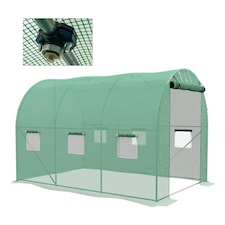 Outsunny Polytunnel Green House with Sprinkler System, Wide Door, 4 x 3(m)