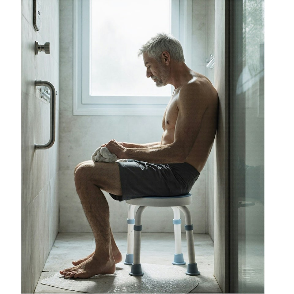 image 1 of Rotating Round Bathroom Shower Stool Swivel Chair Adjustable Non Slip Bath Seat