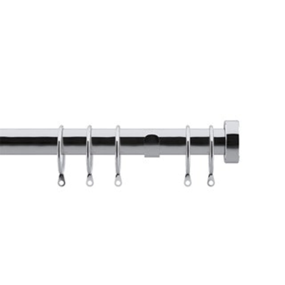 image 1 of 25-28mm Stud End Chrome Metal Curtain Pole Set 200 - 380cm