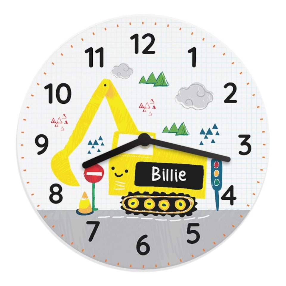 image 1 of Personalised Digger Wooden Clock