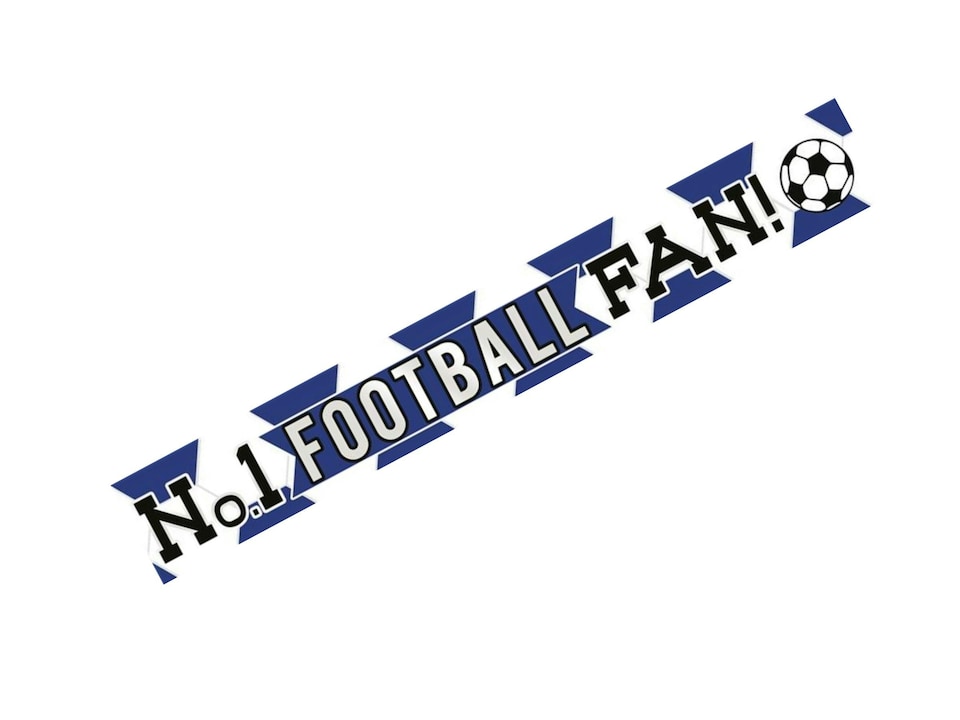 image 1 of "No 1 FOOTBALL FAN!" 2.7m Blue and White Football Banner | Multi