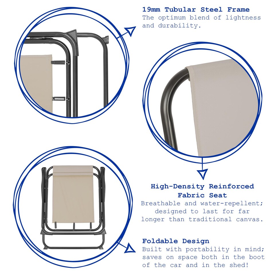 image 1 of Harbour Housewares Folding Metal Beach Chairs - Blue/Green Stripe - Pack of 2 | Multi | Multi