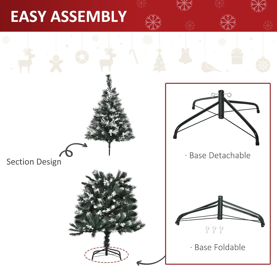 image 1 of HOMCOM 5FT Artificial Snow-Dipped Christmas Tree Xmas Decor w/ Berries Stand