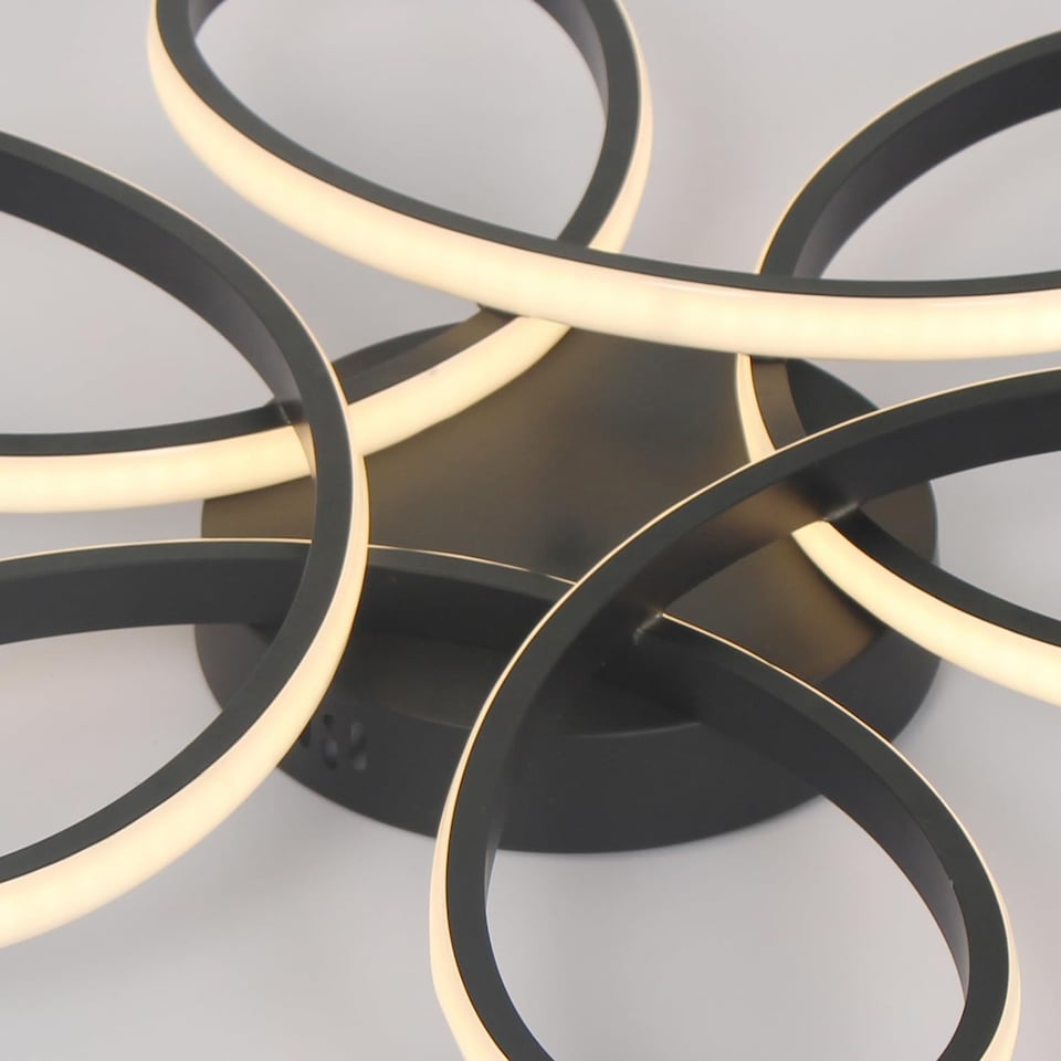 image 1 of Modern Ceiling Light LED Semi Flush Mount Ceiling Fixture Black 43cm