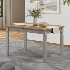 Mercers Furniture Corona Grey Wax Small Extending Dining Table Solid Wood Pine Wooden Kitchen with Mexican Styling