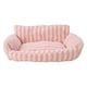 image 1 of Living and Home Soft Striped Plush Pet Bed for Cats & Dogs | Pink | One Size | 1