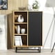 image 2 of Sideboard 70cm Oak Matt and Black Matt with Metal Legs | Multi | Oak