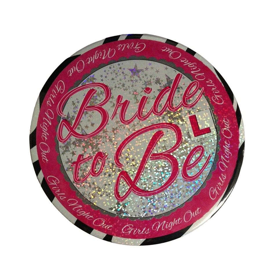 Bride To Be Giant Badge - Pink/Silver - L