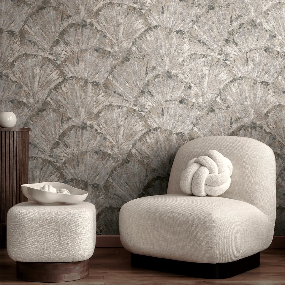 image 1 of Curated Shell Wallpaper in Neutral Tones | Cream | Neutral Tones