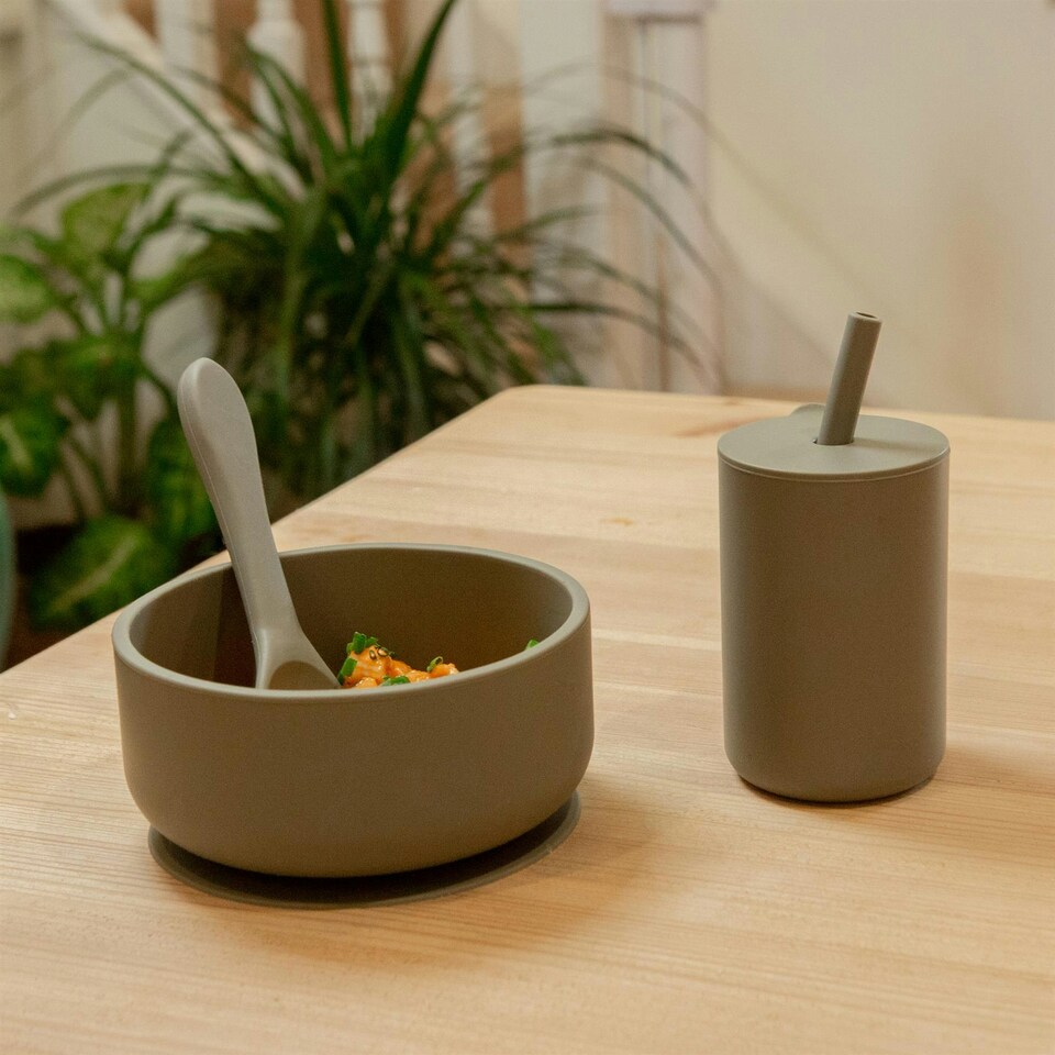 image 1 of Tiny Dining Baby Silicone Suction Bowl - Silver Sage Green