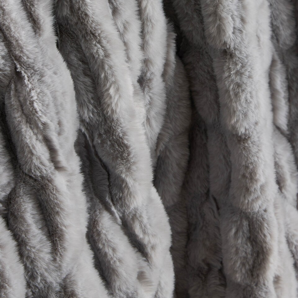 image 1 of BHS Ruched Faux Fur Throw | Grey | Grey | One Size | 1