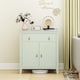 image 2 of HOMCOM Sideboard, Modern Storage Cabinet with Drawer, Adjustable Shelf and PU Pulls for Living Room, Dining Room, Kitchen, Light Green | Green