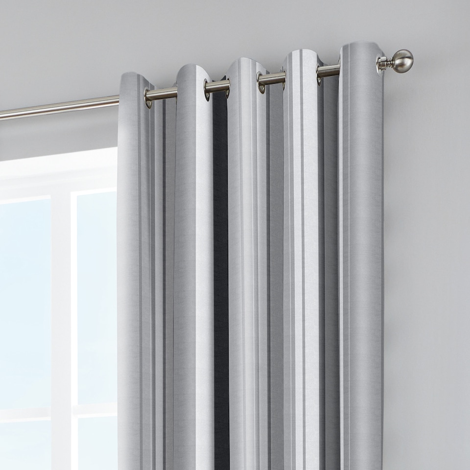 image 1 of Fusion Whitworth Stripe Eyelet Curtains Grey