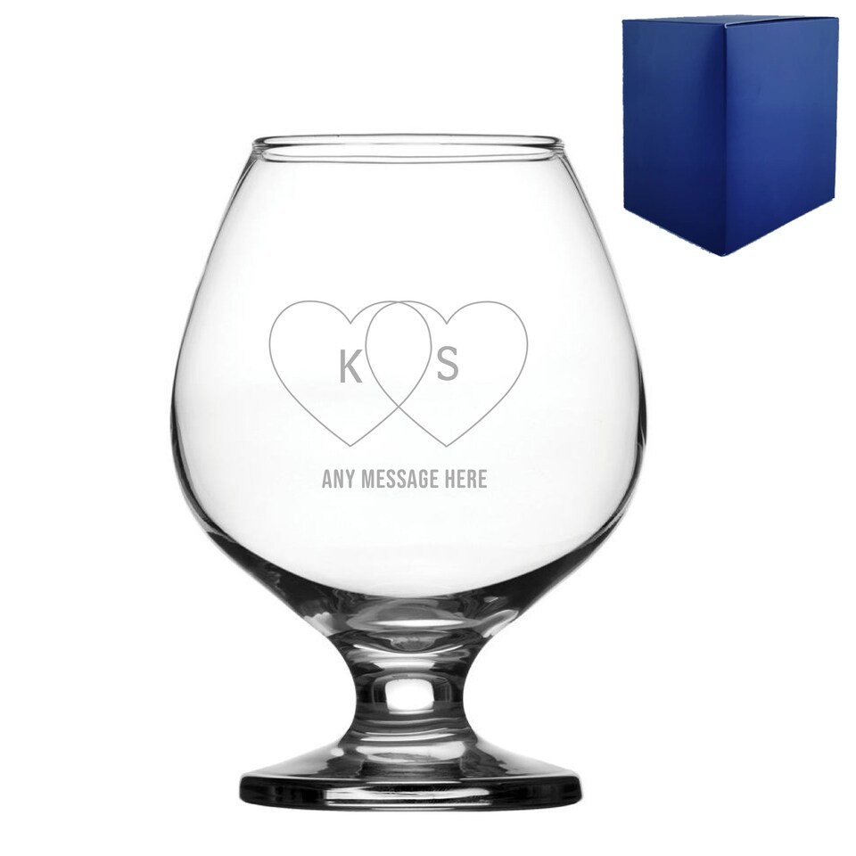 image 1 of Personalised Engraved Valentine's Day Bistro Brandy Glass Anniversary