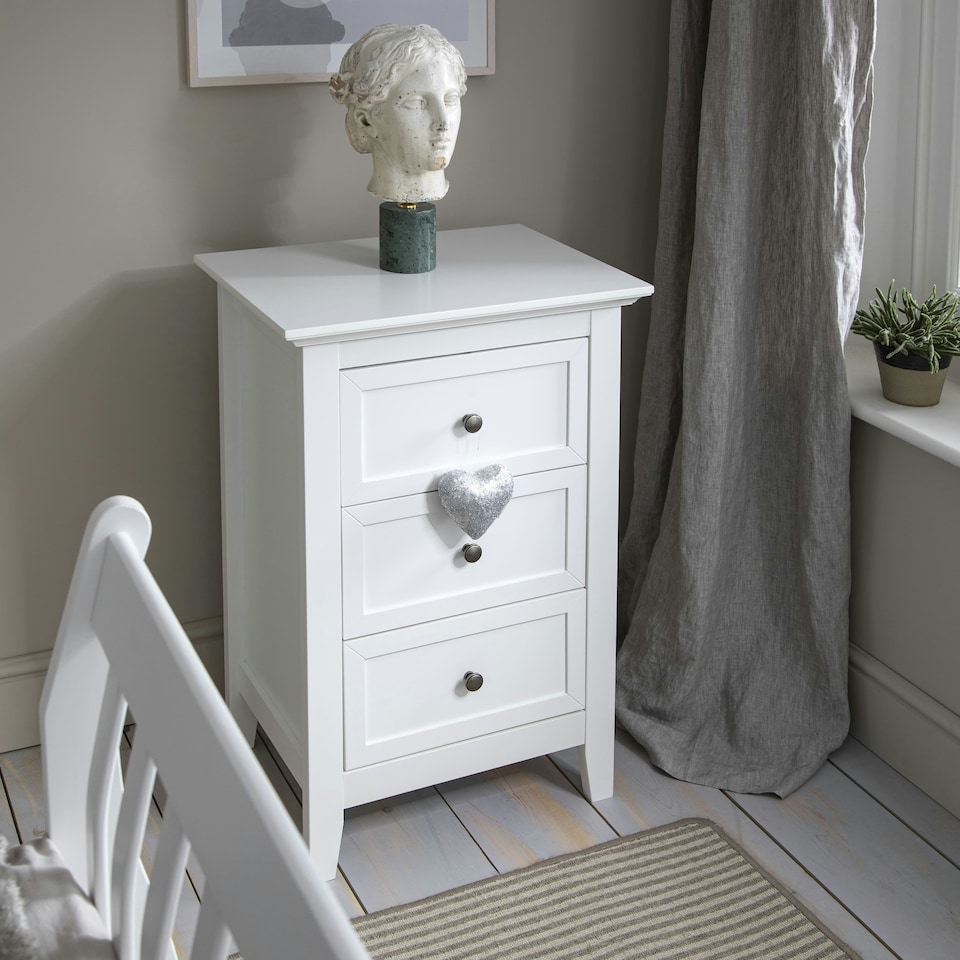 image 1 of Karlstad Side Table Chest 3 Drawer in Classic White White