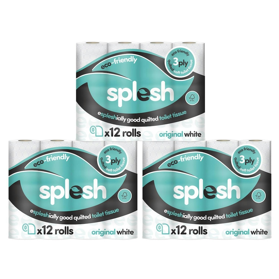 image 1 of Splesh by Cusheen Quilted Luxury White 3 Ply Soft Toilet Tissue Paper 36 Rolls