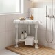 image 2 of HOMCOM Shower Stool with Storage Shelf and HDPE Seat, White