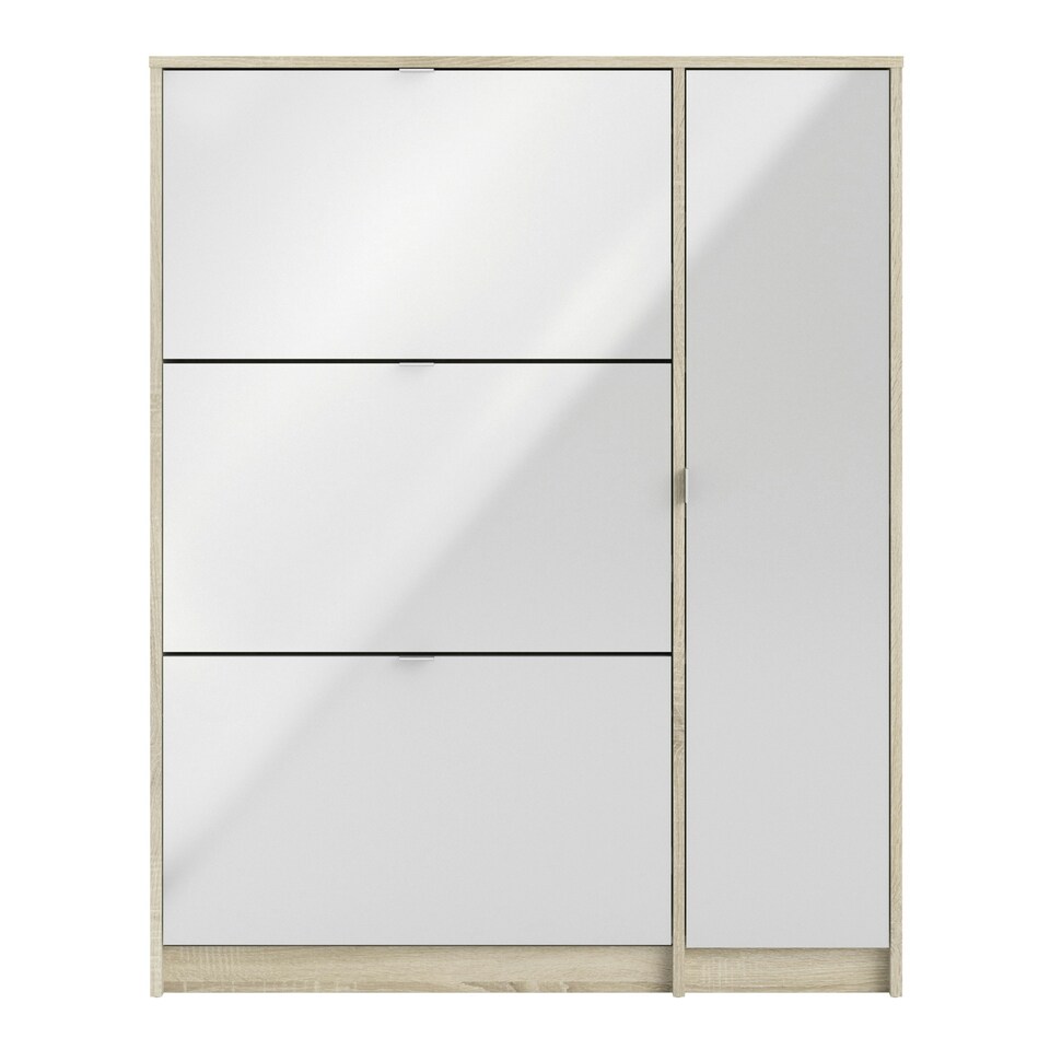 image 1 of Shoes Shoe Cabinet 3 Flip Down Doors and 2 layers 1 Door Oak structure