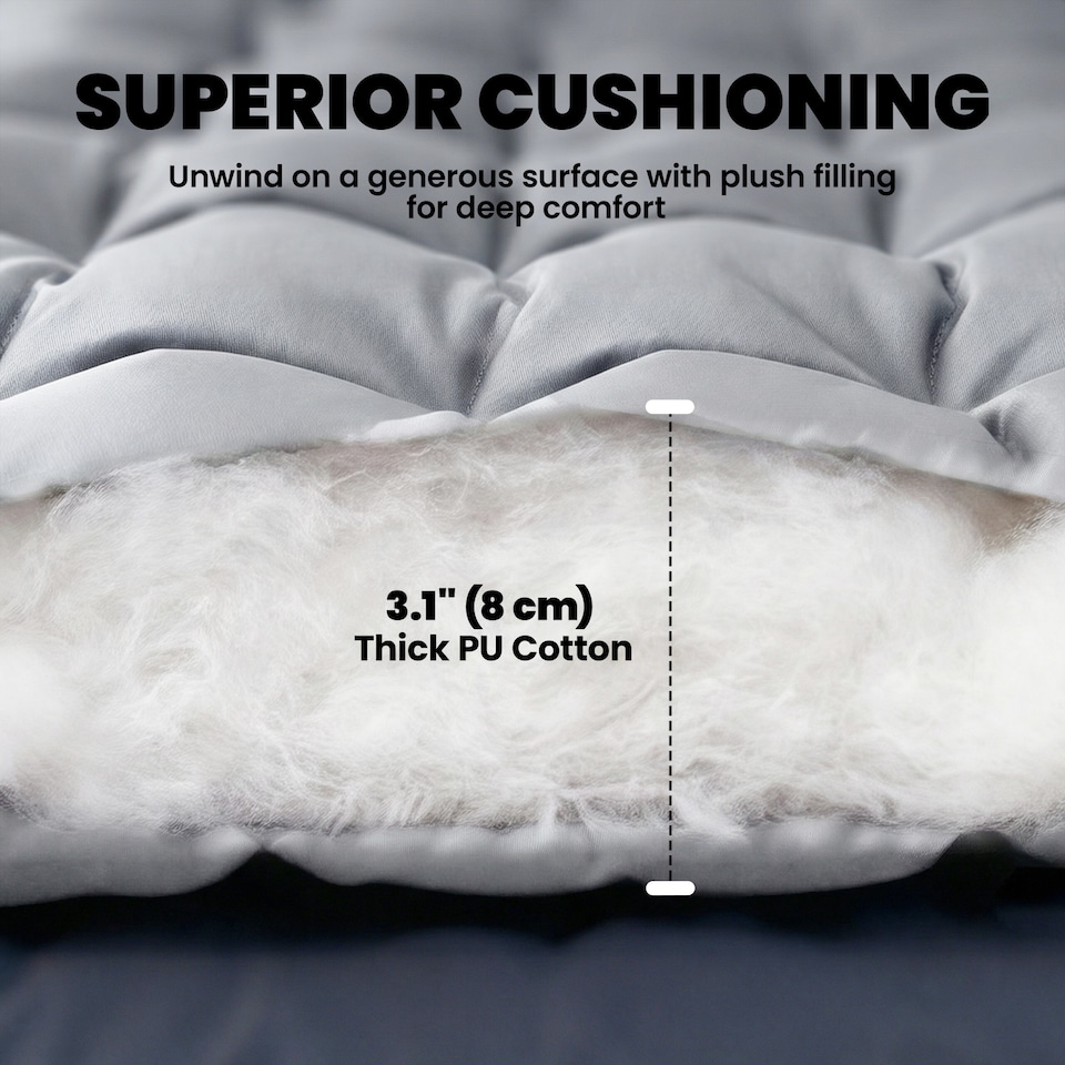 image 1 of Outsunny Sleeping Mat, Foldable Camping Pad with Elastic Straps Light Grey | Grey | Light Grey | 200 x 80 x 8 cm