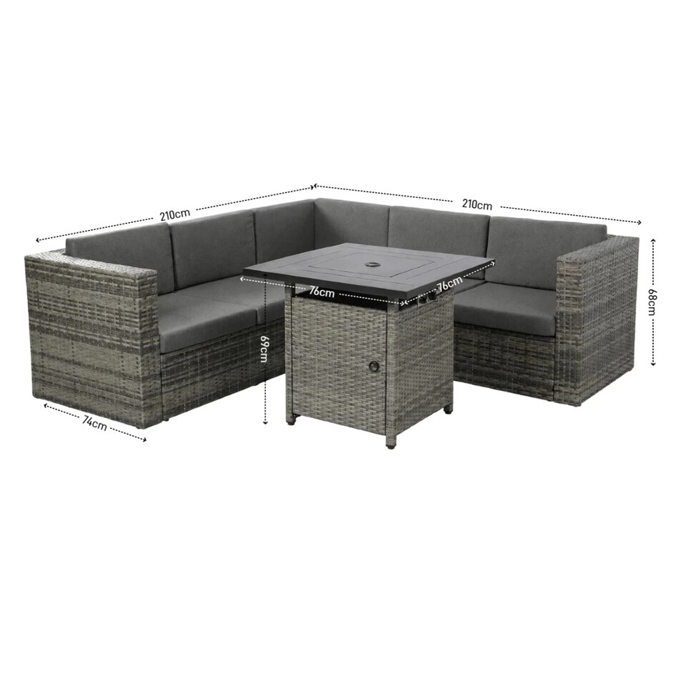 image 1 of Ascot Fire Pit Garden Set – Grey