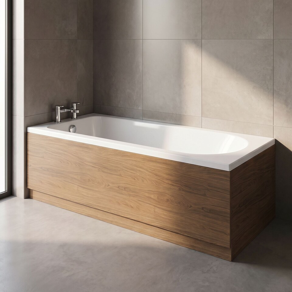 image 1 of Balterley Straight Bath Front Panel and Plinth - Antique Oak